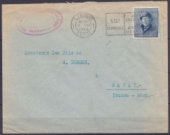 Env. Affr. N°171 Flam. "LIEGE /5.VIII 1920/ VIIe OLYMPIADE/ ANVERS AOUT-SEPTEMBRE 1920/ …" Pour BAVAY France Nord (au Do - 1919-1920 Behelmter König