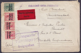 Env. En Exprès Affr. 4x OC3 + OC1 Càpt TURNHOUT /-1.11.1915/ (BELGIEN) Pour BRUXELLES Cinquantenaire - Cachet [Prüf Ungs - OC1/25 Gobierno General