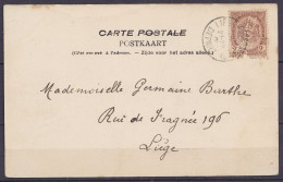CP "Liège - Filature Et Quai De Maestricht" Affr. N°55 Perforé "WAUQUEZ" Càd "LIEGE (GUILLEMINS) /? 1901/DEPART" Pour E/ - 1893-1907 Wapenschild