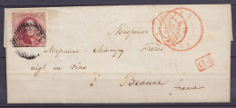 L. Du Curé De St-Léonard Affr. N°8 P62 Càd HUY /11 DEC 1852 (centre Décalé) Pour Négociant En Vins à BEAUNE France - [PD - 1851-1857 Médaillons (6/8)