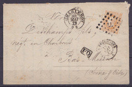 L. Affr. N°33 Lpts "77" Càd CHARLEROY /30 MAI 1872 Pour BAS-MEUDON (Seine & Oise) - [PD] - Càd "BELG. A ERQUELINNES" (au - 1869-1883 Leopold II.