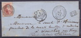 L. Datée 3 Août 1855 De Mont-Ste-Aldegonde Affr. N°12A P42 Càd FONTAINE-L'EVEQUE /3 AOUT 1859 Pour SOUCHEZ Par Vimy Fran - 1858-1862 Medaillen (9/12)