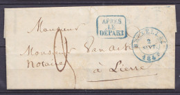 L. Càd BRUXELLES /2 SEPT. 1840 Pour LIERRE - Marque [APRES LE DEPART] - Port "3" (au Dos: Càd Arrivée LIERRE) - 1830-1849 (Belgica Independiente)