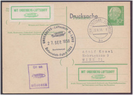 AVIATION / ZEPPELIN ILLUSTRATOR POSTCARD MÜNCHEN FLUGHAFEN, UNDERBERG LUFTSCHIFF D-LAVO Airship, Germany 1958 Card - Zeppelines