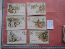 6 Cartes Chromos, 1886, Liebig Compagnie  Complete Serie Tischkarten, Cartes De Table Nr 5 : Leisure Pursuits III  - VG - Liebig