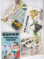 LOT DE 5 CARTES QSL - CB - RADIO AMATEUR - ALPHA ROMEO - SUPER FRENCH CB FEMME LOVER PERE NOEL CHAMPAGNE FOU DE CB - CB