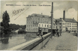 Rethel La Rue Du Quai - Les Filatures Circulée En 1906 - Rethel