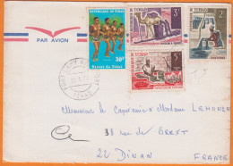 Militaria    Tchad   Lettre  De FORT LAMY  1972   Avec Compo De 4  Timbres Pour Un CAPITAINE à 22 DINAN - Tschad (1960-...)