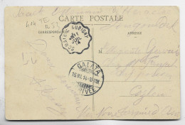 SEMEUSE 10C AU RECTO CARTE LILLE CONVOYEUR SOMAIN A AUBIGNY 1914 POUR COZLOU GATATA ARRIVEE - 1906-38 Semeuse Camée