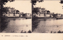 37 - Indre Et Loire   - AMBOISE - Le Chateau Et Le Quai  - Carte Stereoscopique - Amboise
