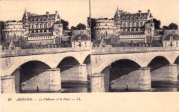 37 - Indre Et Loire  - AMBOISE - Le Chateau Et Le Pont  - Carte Stereoscopique - Amboise
