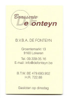 Lokeren Groentemarkt Brasserie De Fonteyn Visitekaartje Etiquette Htje - Visitenkarten