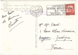 CARTOLINA ROMA BANCA D'ITALIA CON ANNULLO TARGHETTA BUONI NOVENNALI - 1946-60: Poststempel