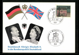 Pc Staatsbesuch Königin Elizabeth II. Und Prinz Philip 1965 In Deutschland, Sonderpostkarte, Portraits  - Royal Families