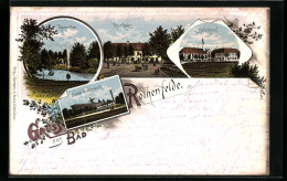 Lithographie Bad Rothenfelde, Badehotel, Kurhaus, Neues Gradierwerk  - Bad Rothenfelde