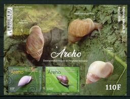 POLYNESIE 2020  Bloc N° 52 ** ( 1236/1237 ) Neufs MNH Superbes Faune Escargots Mollusques Pardula Nodosa Hyalina - Unused Stamps