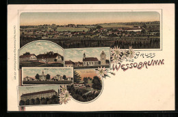 Lithographie Wessobrunn, Ortsansicht, Post, Pfarrkirche, Kloster  - Autres & Non Classés