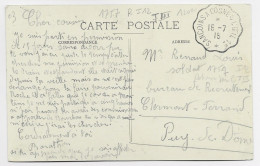 COSNE SUR L'OEIL CARTE  EN FRANCHISE MILITAIRE CONVOYEUR SANCOINS A COSNE S L'OEIL 1e 15.7.1915 INDICE 12 COTE 90€ - Poste Ferroviaire