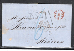 1869 , Red Postmark " WARSAWA " , Clear And " P.38 "  ( = Postvertrag 38 ) From Prusse To France  #208 - ...-1860 Prefilatelia