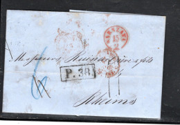 1868 , Red Postmark " WARSAWA " ,very  Clear And " P.38 "  ( = Postvertrag 38 ) From Prusse To France  #209 - ...-1860 Préphilatélie