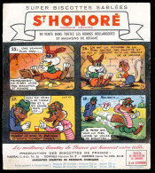 Buvard 14,4 X 15,5 Biscottes Sablé St HONORE Bande Dessinée 25 à 28 Produites à Vaureal - Donville Et Suresnes - Bizcochos