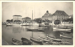 12014027 Neuchatel NE La Poste Et Le Port Hafen Dampfer Neuchatel - Sonstige & Ohne Zuordnung