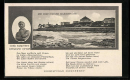 AK Norderney, Historische Marienhöhe, Statue Und Gedicht Heinrich Heine  - Norderney