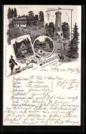 Lithographie Neustadt I. Sa., Restaurant Auf Dem Ungerberg, Prinz Georg Thurm, Sennhütte  - Autres & Non Classés