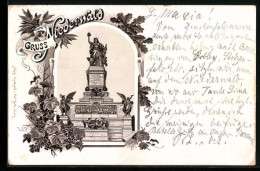 Vorläufer-Lithographie Niederwald, Niederwalddenkmal Mit Eichenlaub 1893  - Other & Unclassified