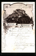 Vorläufer-Lithographie Neuffen, Blick Zur Burgruine Hohenneuffen 1894  - Autres & Non Classés