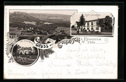 Lithographie Gohrisch B. Königstein, Hotel Sennerhütte, Villa Sennerhütte  - Gohrisch