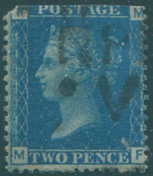 Great Britain 1858 SG47 2d Blue QV FMMF Top Trimmed Plate 14 FU (amd) - Non Classés