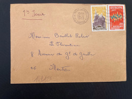 LETTRE TP EUROPA 0,50 + 0,90 OBL.MEC.24-4 1972 72 LE MANS LES MAILLETS SARTHE - Lettres & Documents