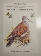 Souvenir Oiseaux André Buzin 26/27 Septembre 1998 Avec Signature Tourterelle Des Bois. - 1985-.. Vogels (Buzin)