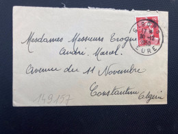 LETTRE Pour ALGERIE TP M DE GANDON 15F OBL.30-12 1950 GISORS EURE (27) - 1945-54 Marianne Of Gandon