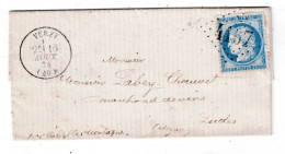 51 MARNE VERZY LAC TAD Type 16 Du 16/08/1874 GC 4167 Sur N°60 SUP - 1849-1876: Période Classique