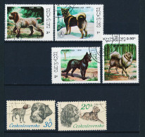 6 Timbres Oblitérés Chien LAOS 1986 Bernese, Elkhounds, Griffon, TCHECOSLOVAQUIE Irsky Setter, Ceski Fousek-belous XI-16 - Honden