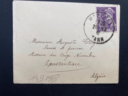 LETTRE MIGNONNETTE Pour ALGERIE TP MERCURE 40c OBL.26-12 41 MAZAMET TARN (81) - 1938-42 Mercurio