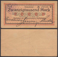 Rotthausen 20000 20.000 Mark Banknote 1923 VF (3)   (22856 - Other & Unclassified