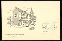 Künstler-AK Köln, Hotel Rey, Bürgerstrasse 16 /18  - Köln