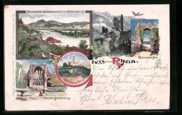 Lithographie Rolandseck, Godesberg-Ruine, Drachenfels Und Klosterheisterbach  - Other & Unclassified