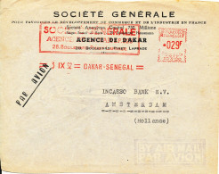 A.O.F. Dakar Senegal Air Mail Cover With Red Meter Cancel Sent To Netherlands Dakar 3-9-1952 - Storia Postale