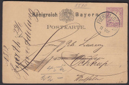 BAYERN 1882 5 Pfennig Ganzsache Fürth Nach Ochtrup  (23432 - Sonstige & Ohne Zuordnung