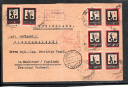 1931 , Lenin , 8 Stamps , , Hereby 3 Perforated , Airmail Registered  Moskau To Germany  #223 - Cartas & Documentos