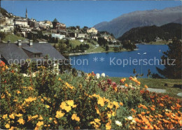 11980607 St Moritz GR Teilansicht Blumen See St. Moritz - Sonstige & Ohne Zuordnung