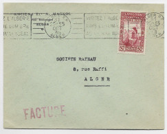 ALGERIE 50C SEUL LETTRE MEC ALGER RP 31 OCT 1936 TARIF FACTURE - Briefe U. Dokumente