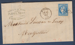 Bordeaux N° 46B  Sur  Lettre  De St Pons - Cote : 30 € - 1870 Bordeaux Printing