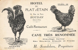 Houdan * Hôtel Du Plat D'Etain 94 Rue De Paris * Café Restaurant H. SCANDOLARA Propriétaire * CPA Publicitaire - Houdan