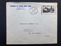 LETTRE PEIGNAGE DE COLMAR RENE LAUTH Pour La SUISSE TP YT 905 ARBOIS 30F OBL.MEC.28-5 1953 COLMAR RP HAUT-RHIN (68) - Covers & Documents