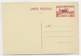 TUNISIE ENTIER 1FR25 CARTE POSTALE SURCHARGE 80C NEUF - Covers & Documents